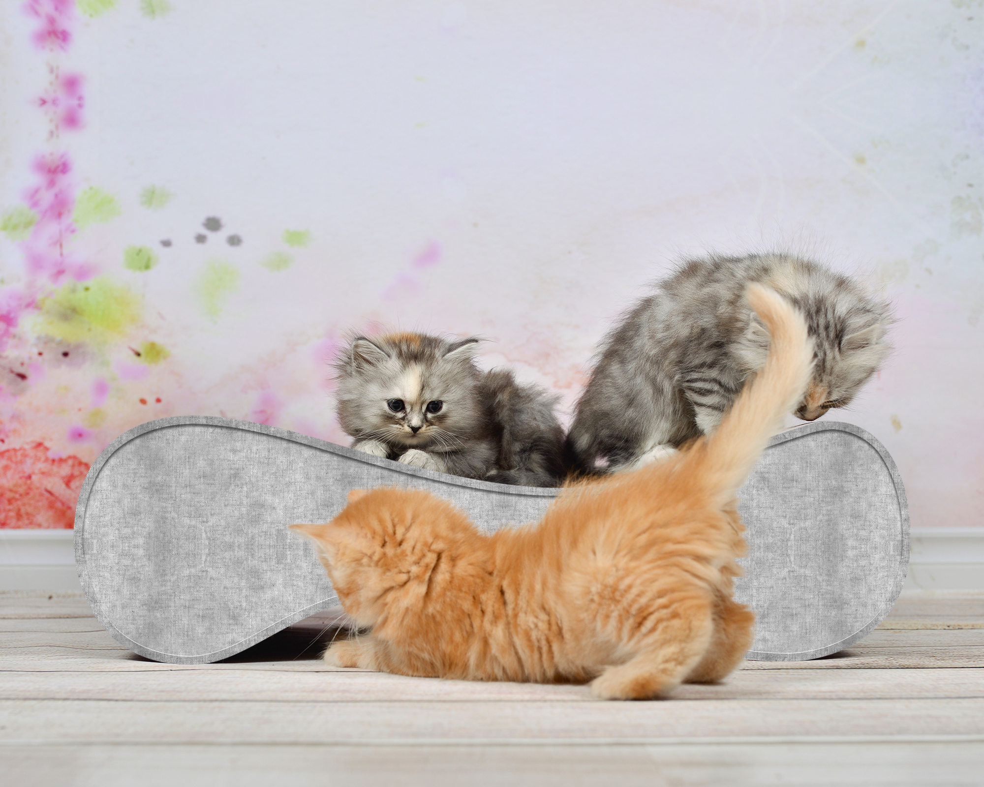 LE VER S Katzensofa in Grau – hochwertiges Katzenmöbel und Liegeplatz aus Kratzpappe, handgefertigt in Deutschland