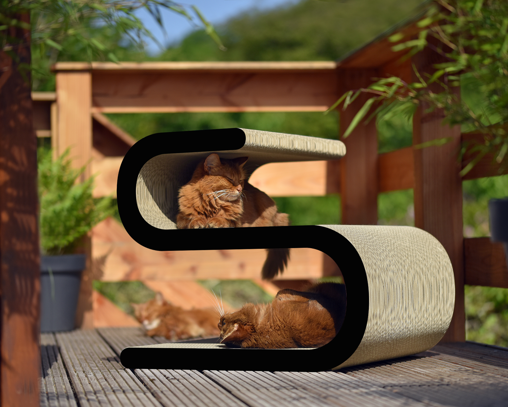 Klassisches Katzenmöbel Ligne S XL in Schwarz matt – eleganter Design-Kratzbaum für Katzen