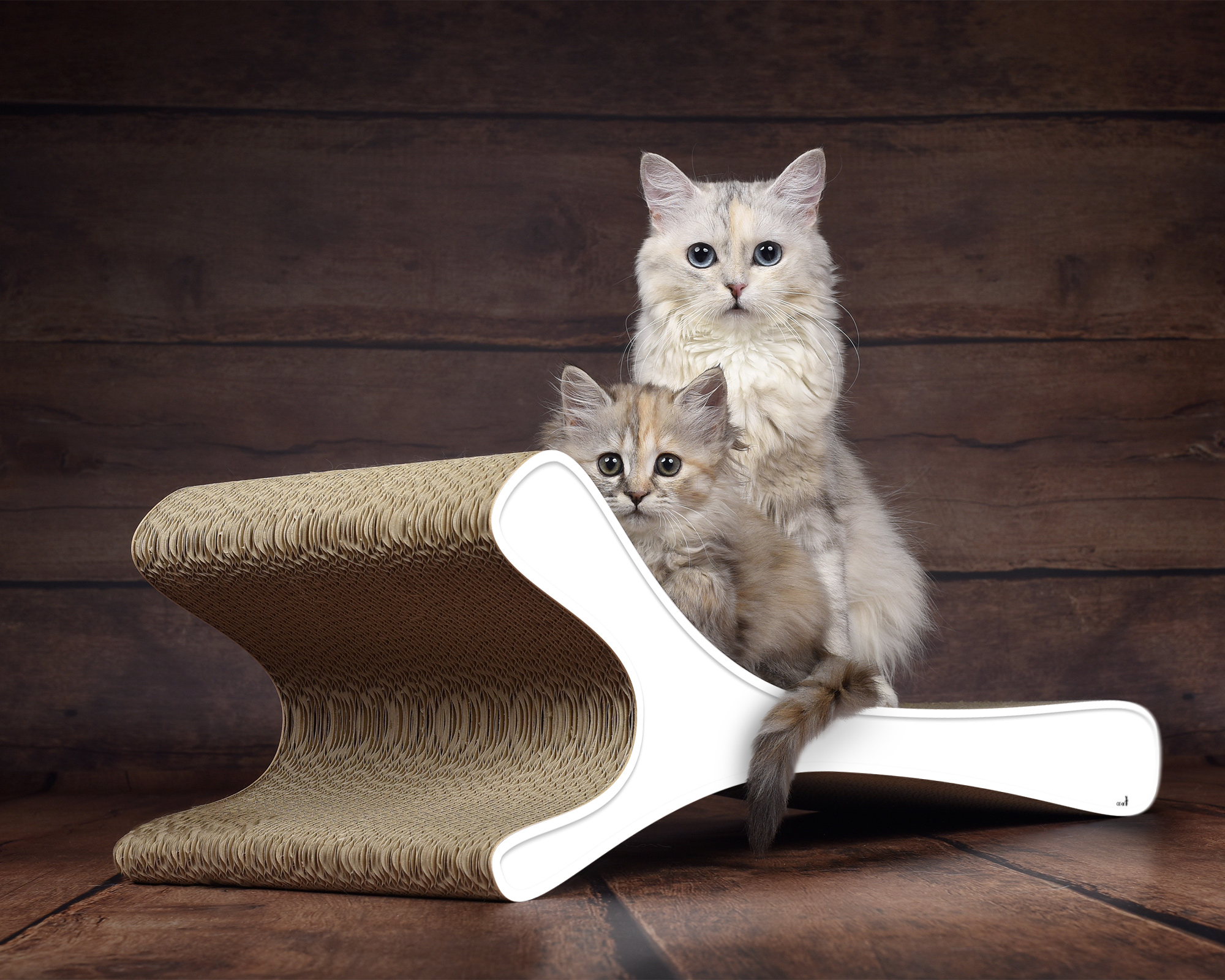 FELINE XL Sofa für Katzen in Weiß – robustes und modernes Kratzmöbel aus Wellpappe, hergestellt in Berlin