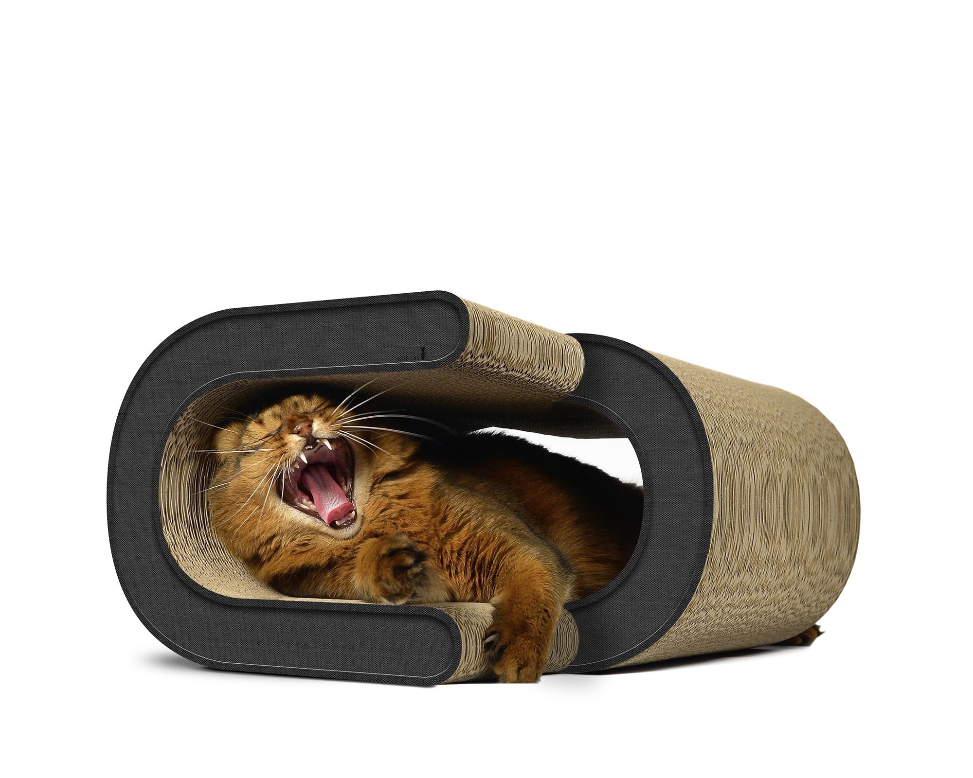 LA VAGUE Design-Katzenhöhle in Anthrazit (013h) – robustes Kratzmöbel für große Katzen aus Wellpappe