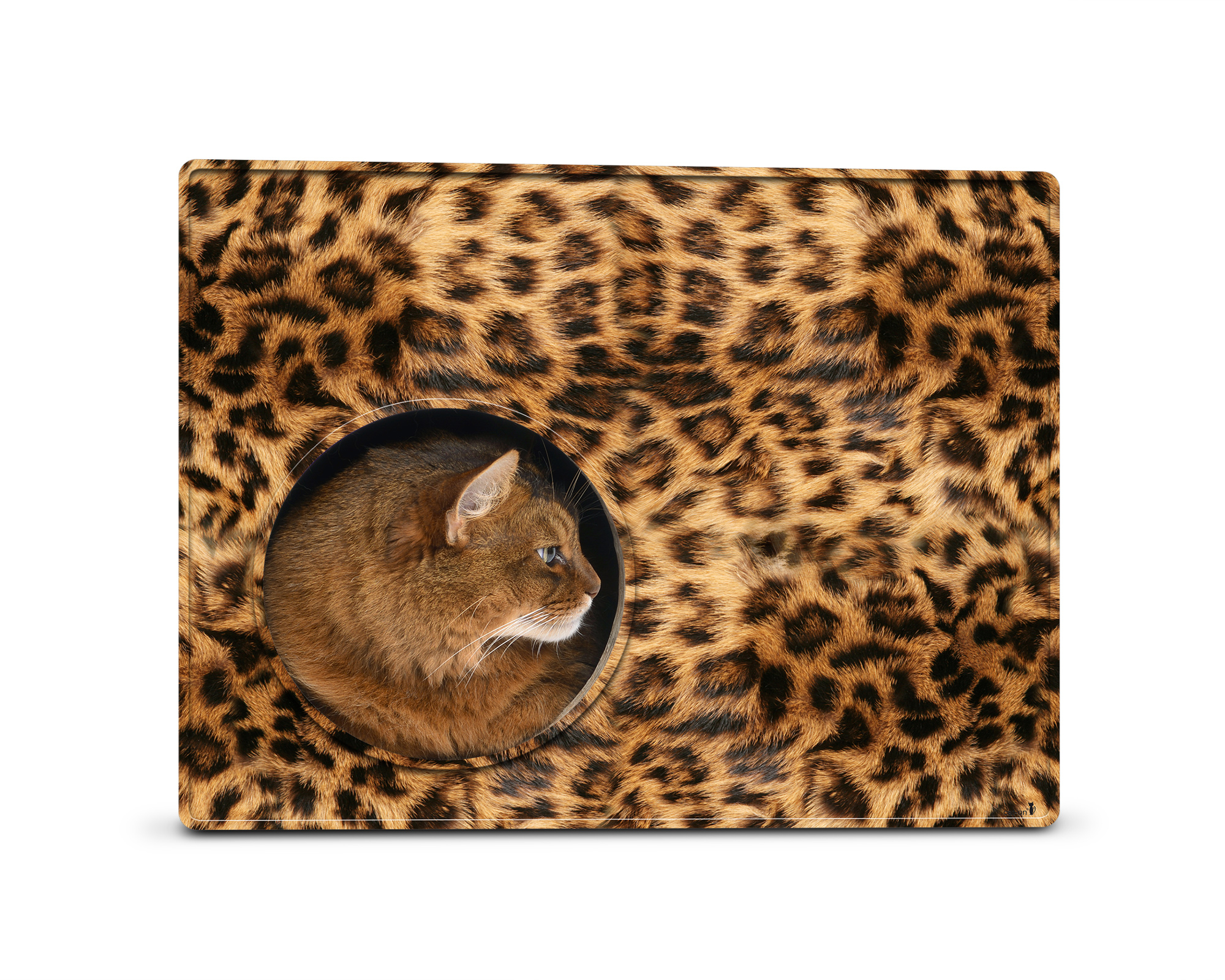 PHREDIA Eckhaus von cat-on, Katze im Inneren des Design-Kratzmöbels aus Wellpappe