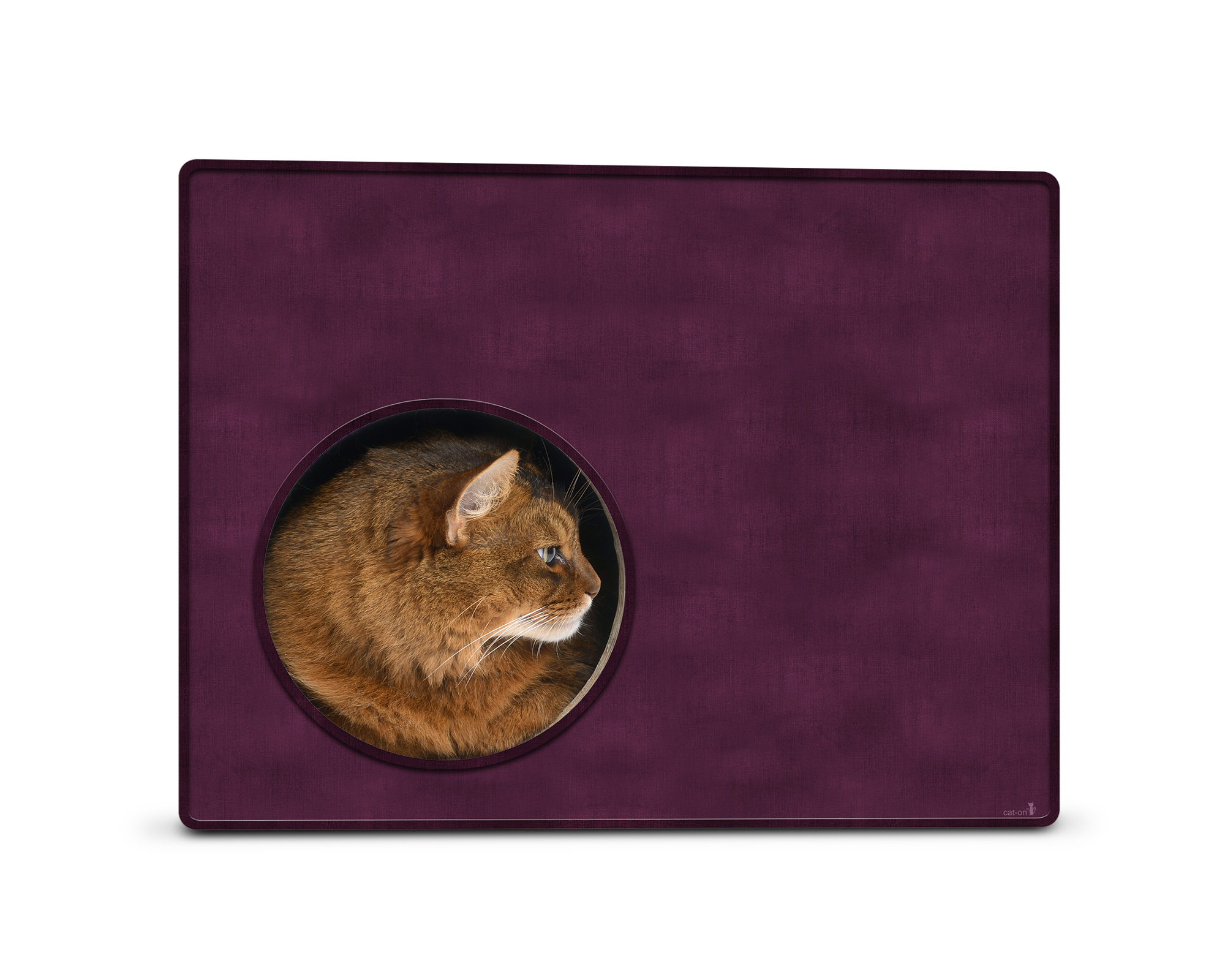 PHREDIA Eckhaus von cat-on, Katze im Inneren des Design-Kratzmöbels aus Wellpappe