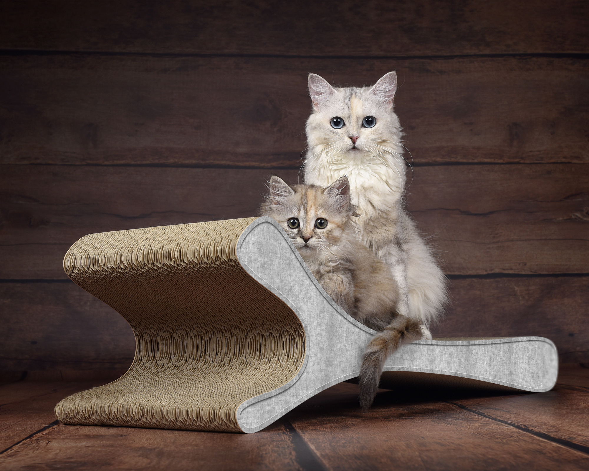 FELINE XL Katzensofa in Grau – hochwertiges Katzenmöbel und Liegefläche aus Kratzpappe, handgefertigt in Deutschland