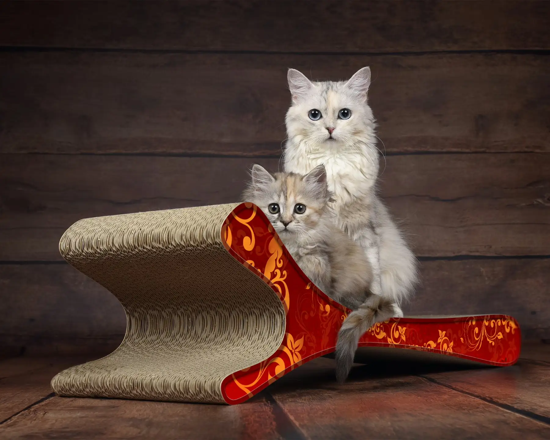 Katzenmöbel FELINE XL in Rot Elegant – robustes und modernes Kratzmöbel aus Wellpappe, hergestellt in Berlin