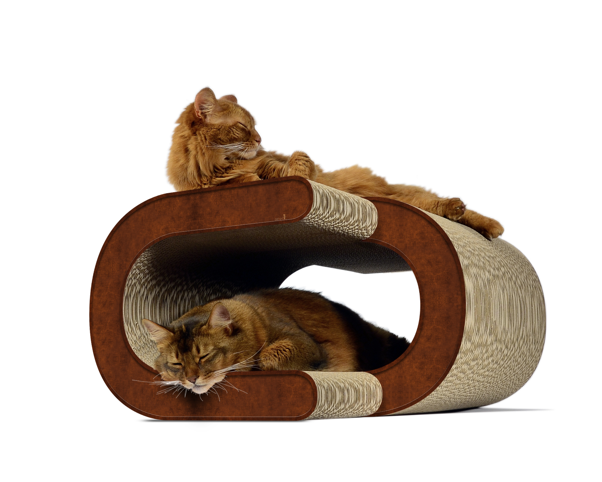 LA VAGUE XL in antique brown with two cats – robust corrugated cardboard design