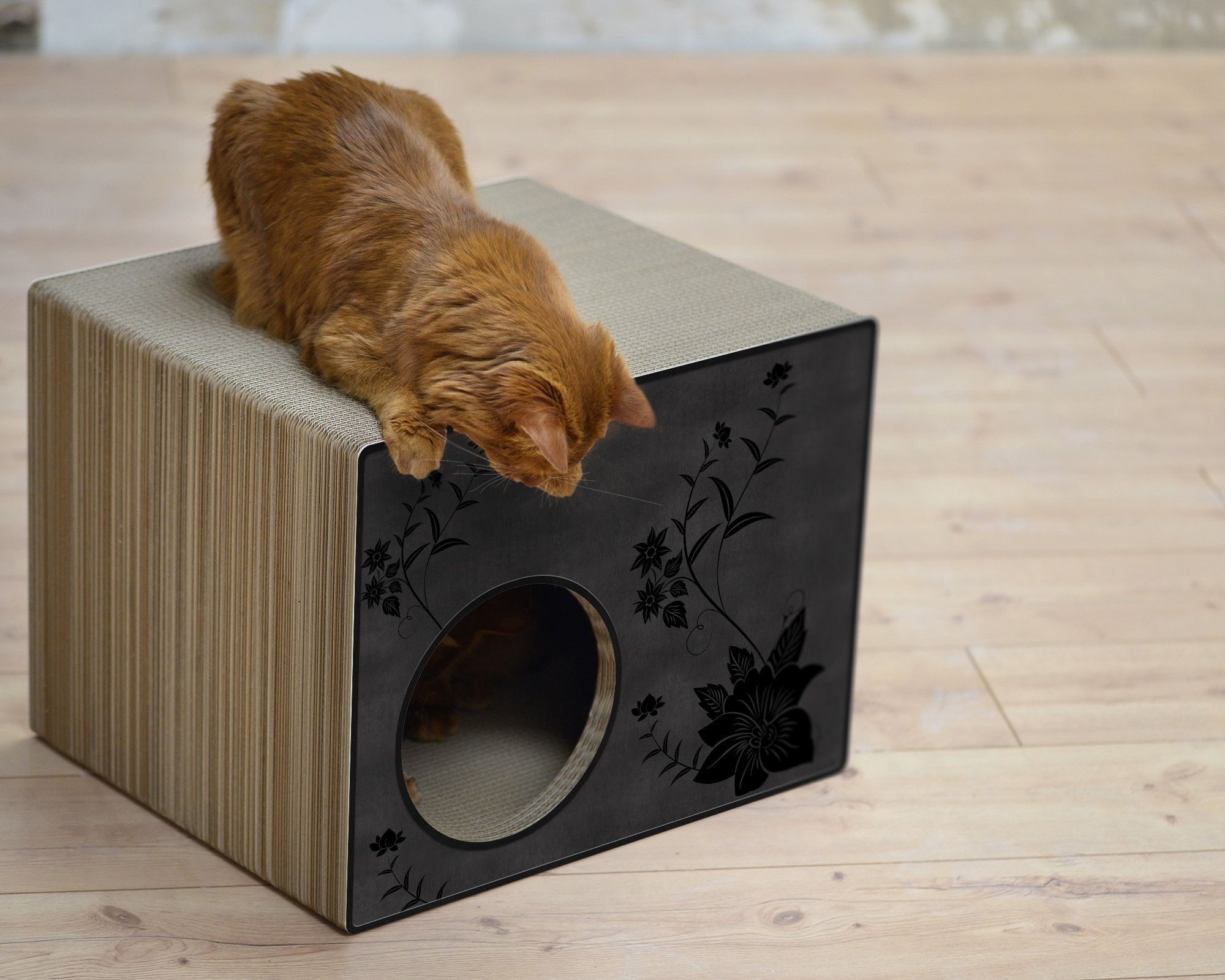 PHREDIA Eckhaus von cat-on, eine Katze oben liegend, eine Katze innen