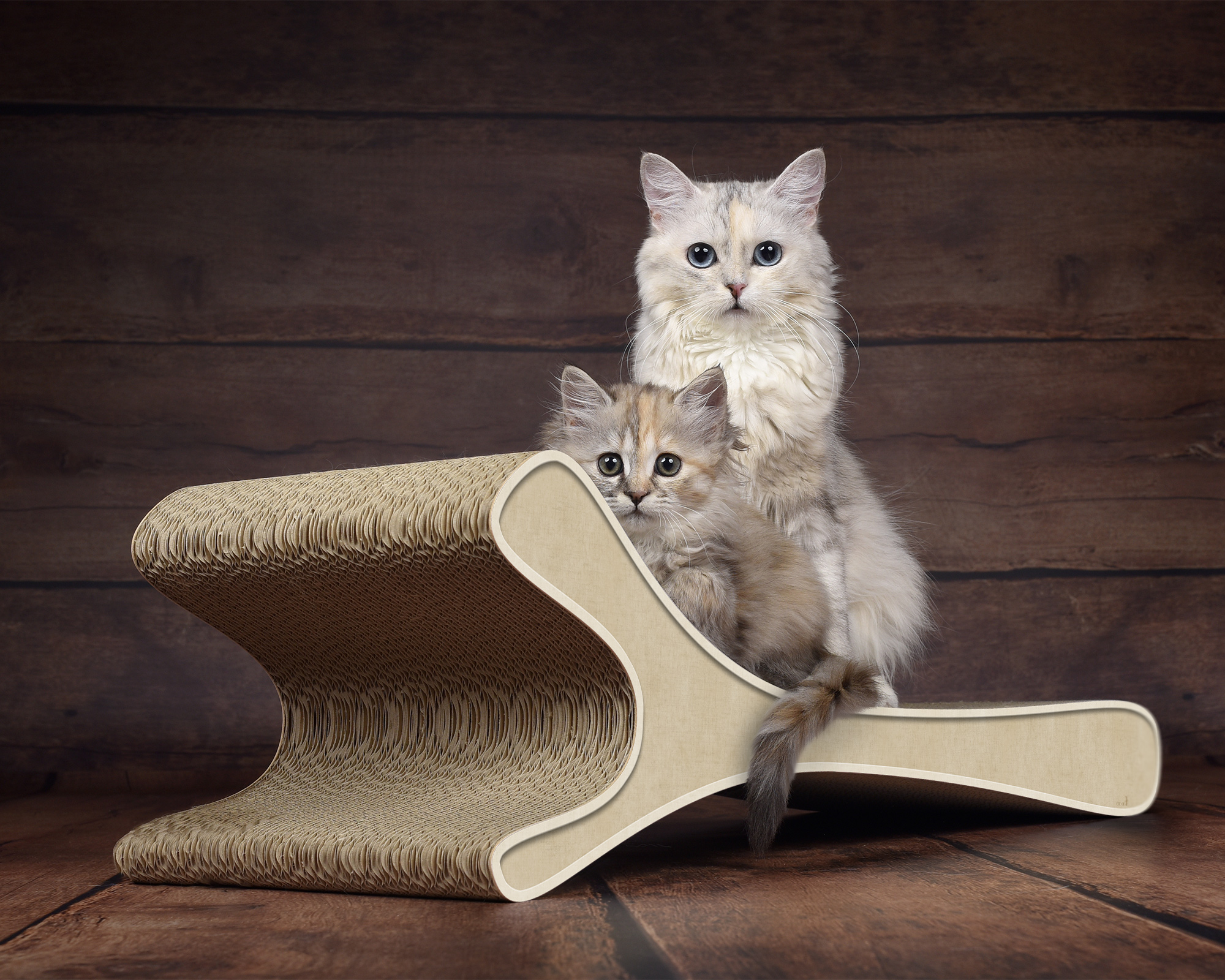 Das FELINE XL Katzensofa in Beige – robustes und modernes Kratzmöbel aus Wellpappe, hergestellt in Berlin