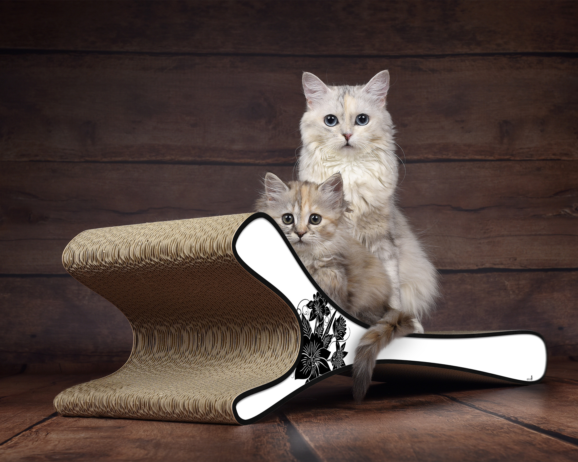 Katzenmöbel FELINE XL in Weiß – komfortabler Schlafplatz und Kratzmöbel für Katzen, gefertigt aus Wellpappe