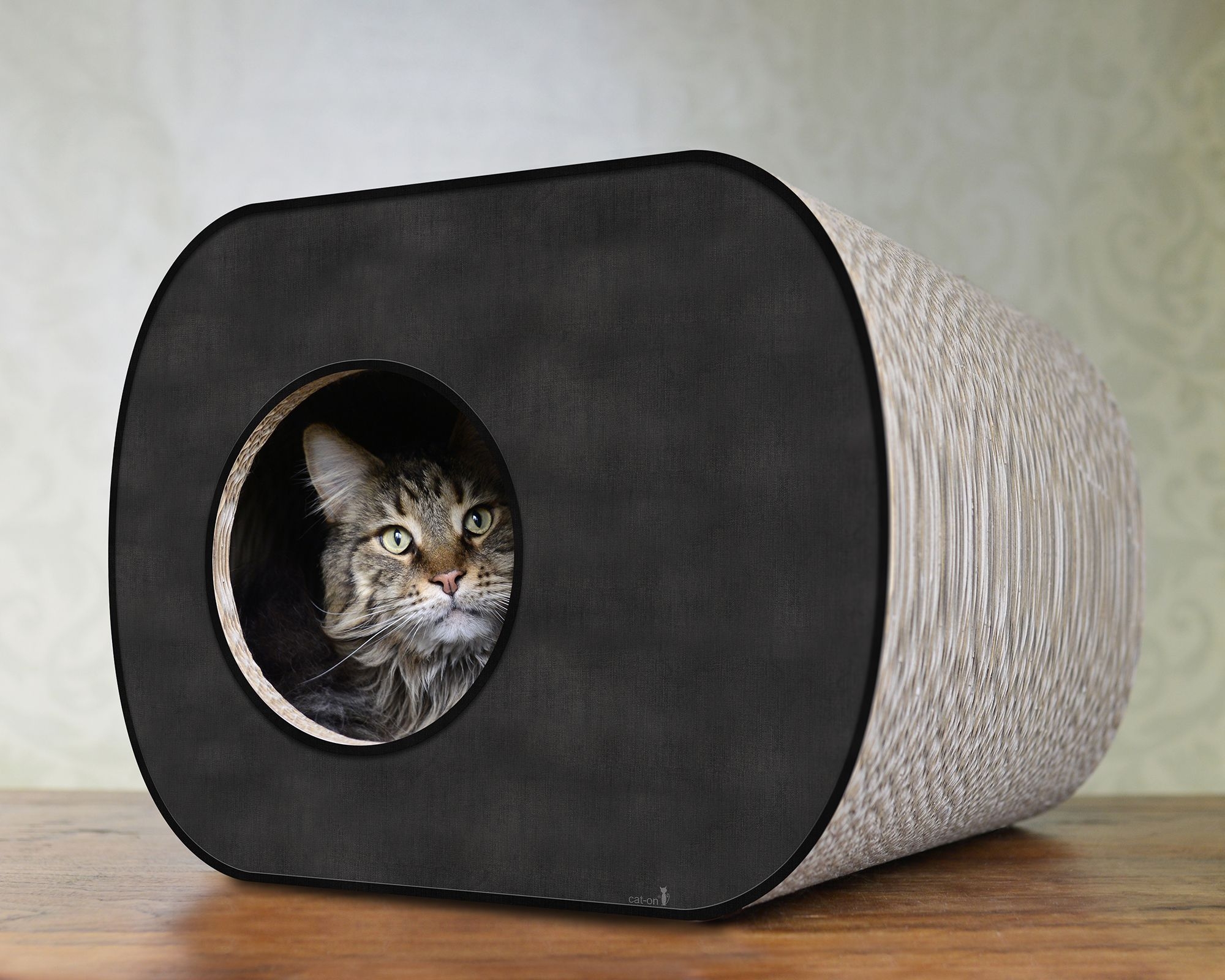 Cat enjoying comfort in the cat-on Brochhaus – spacious cat house and multifunctional cat furniture, also usable as a seat